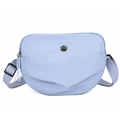 Compact light blue nylon crossbody bag with adjustable strap and circular metal logo - Large / Blue
