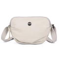 Lightweight beige nylon crossbody bag with M FASHION logo and wide woven strap - Small / Off White