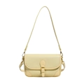 Cream yellow square shoulder bag with lychee texture and golden buckle closure - Yellow