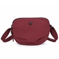 Burgundy nylon crossbody bag with wide strap and circular metal logo detail - Small / Burgundy
