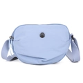 Ice blue lightweight nylon crossbody bag with circular metal M FASHION logo detail - Small / Blue