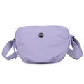 Lightweight lavender nylon half-moon crossbody bag with adjustable strap and metal logo - Small / Taro Purple