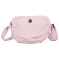 Light pink nylon crossbody bag with half-moon shape and adjustable shoulder strap - Small / Pink