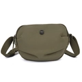 Olive green lightweight nylon crossbody bag with fashion metal badge and zipper closure - Small / Dark Green