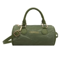 Sac polochon vert rétro à texture plissée avec bandoulière et anse courte - Vert