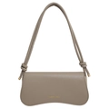 Minimalist khaki leather underarm bag with knotted strap and gold lettering logo - Khaki