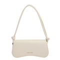 Minimalist cream-white underarm bag featuring pebbled leather texture and knot detail - White