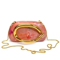Pink marble acrylic party clutch bag with gold C-shaped metal handle and chain strap - Marble Pink (8688)