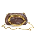 Brown marble texture acrylic clutch bag with vintage gold metal handle and chain strap - Marble Brown (8688)