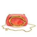 Pink marble acrylic evening clutch bag with golden metal C-buckle and chain strap - Marble Red (8688)