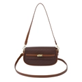 Bolso bandolera vintage marrón con diseño de letras y cierre giratorio dorado - Marrón