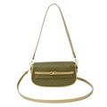 Bolso de hombro vintage en cuero marrón con tejido trenzado y correa ajustable - Dorado