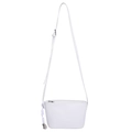 Mini white crossbody bag with lychee grain texture and silver metal ball charm - White