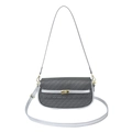 Silver grey crossbody bag with letter pattern and golden clasp closure - Silver