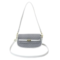 Retro white square crossbody bag with patterned fabric and gold metal buckle detail - White