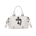 Bolso Boston blanco de piel texturizada con cruz gótica y correa desmontable - Blanco