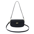 Retro black woven small square bag with golden twist lock and adjustable shoulder strap - Solid Black