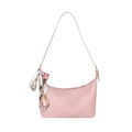 Rosa Hobo-Schultertasche aus Kunstleder mit dekorativem gemustertem Seidenschal - Rosa (Mit Schal)