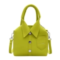 Lime green shirt-shaped crossbody bag with lychee pattern leather and silver buttons - Green