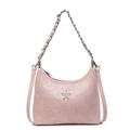 Rosafarbene Hobo-Tasche mit silbernem Sternornament und Kettenriemen für Damen - Rosa