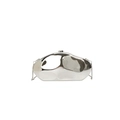 Futuristic silver irregular stone-shaped metal clutch bag with a sleek chain strap - Standard Type / Silver