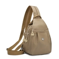 Mini borsa pettorale in nylon kaki impermeabile da donna con design antifurto e multi-zip - Cachi Dorato