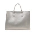 Bolso tote grande plateado con relieve de cocodrilo y asas superiores modernas - Plateado