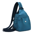 Mini borsa da petto in nylon blu scuro da donna con cerniere a più strati e stile sportivo - Blu Agata