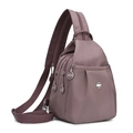 Mini mauve purple oxford cloth multi-zipper backpack with adjustable shoulder strap - Taro Pink