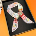 Colorful geometric patterned silk ribbon for handbag handle wrap in premium gift box - 5*85cm / Red