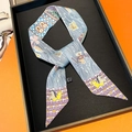 Elegant silk twilly scarf with mythical horse print on a luxury orange background - 5*85cm / Pink