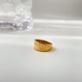 Detailed view of vintage gold-plated wheat texture ring with light and shadow effects - Wheat Ear Style