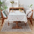 White tablecloth with colorful floral embroidery for dining table decoration - 60*60cm