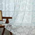 Rideau en dentelle bleu clair avec broderie florale de style campagne française chic - 100*200cm / Rythme de Fleur - Bleu