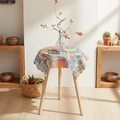 Bohemian style multifunctional dust cover with floral print and wavy lace edges on wooden table - Painted Geometric Flower