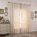 French cream style lace curtain with damascus jacquard pattern and elegant ruffles - 140*100cm / Beige