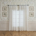 Elegant French style white lace sheer curtain panel for bedroom and living room window - 140*100cm Single Panel / Vintage Floral Lace Pattern