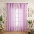 Elegant lavender ruffle sheer curtains for window decoration in a cozy living room setting - Light Purple