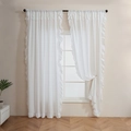 Elegant white ruffle edge curtain with French creamy style for living room windows - 100*130cm / White