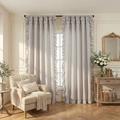 Light grey ruffle curtains with French country style pleats for bedroom decor - 100*130cm / Light Gray