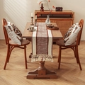 Bohemian jute table runner with fringe and matching pillow cover in earthy tones - 30x50cm / Brick Red & Beige