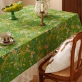 French retro green floral tablecloth with elegant white lace trim and mink velvet fabric - 60*60cm / Grass Green