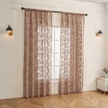 Pink sheer lace curtain with floral embroidery in a bright, modern living room setup - 100*200cm / Red Floral