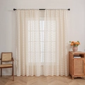 Elegante cortina de encaje beige con diseño de ganchillo y bordes ondulados para salón retro - 140*100cm / Encaje Floral de Lilas (Beige)