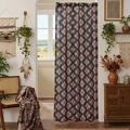 Ethnic geometric diamond door curtain in teal and rust red for boho home decor - 100*200cm / Dark Green Geometric