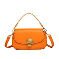 Bolso vintage naranja de piel sintética lisa con hebilla dorada metálica - Naranja