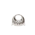 Silberne sichelförmige Acryl-Handtasche mit Steppmuster und Metallkette für Damen - Silber