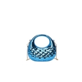 Blaue Acryl-Handtasche mit Metall-Spiegel-Finish, Steppmuster und rundem Griff - Blau