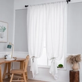White semi-sheer curtains with pom-pom trim and tiebacks for elegant home decor - Small Size (130*100) / White