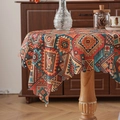 Rond bohemien tafelkleed met kleurrijke geometrische patronen en geschulpte randen - 60*60cm / Etnisch Diamantpatroon